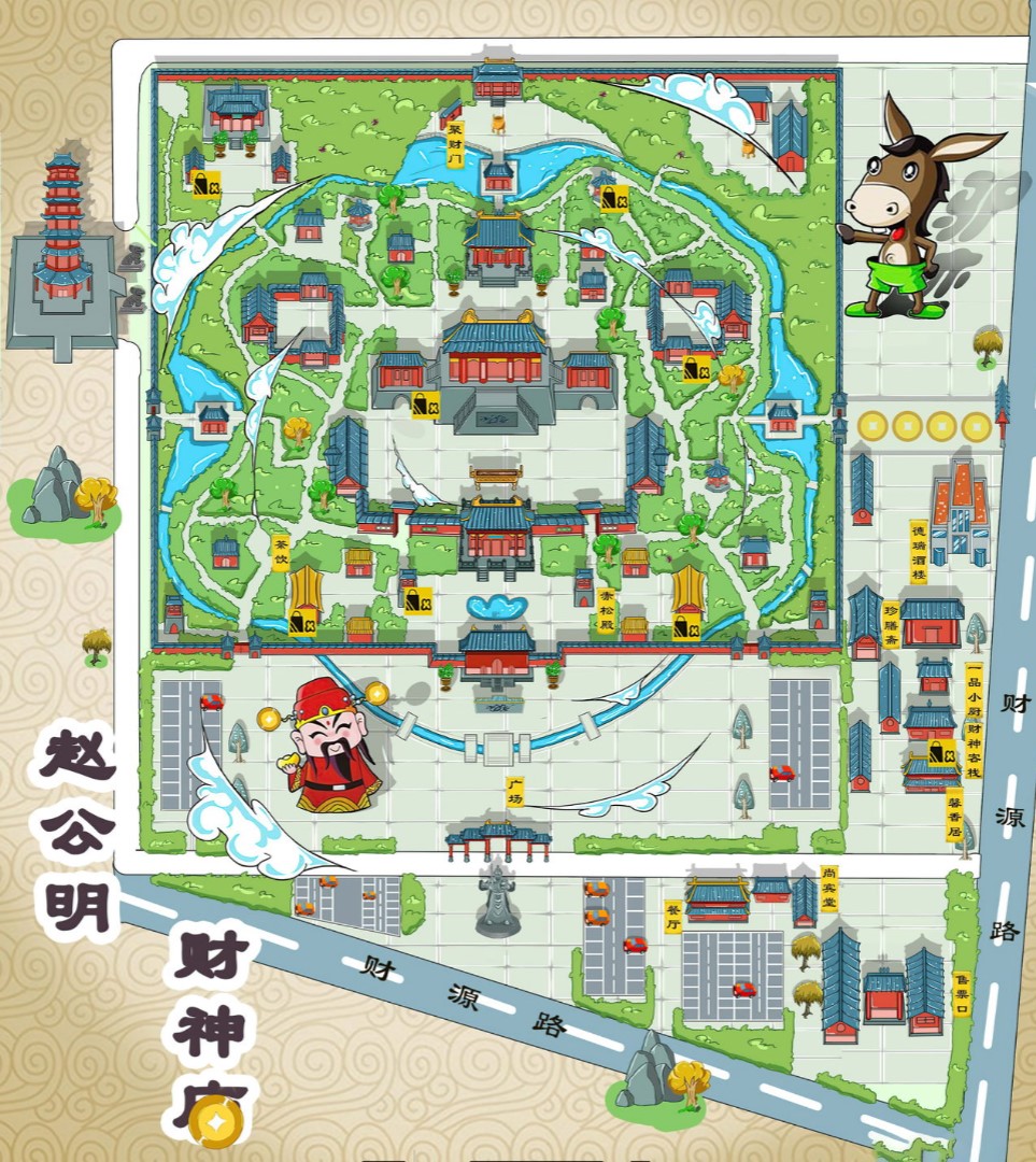 旬阳寺庙类手绘地图